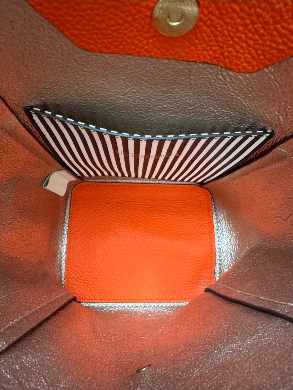 Henri Bendel Orange Leather Crossbody Tote Bag with Removable Strap - Picture 5 of 8